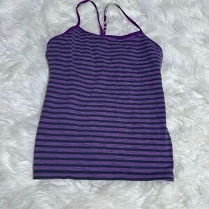Lululemon purple stripped power y tank size10